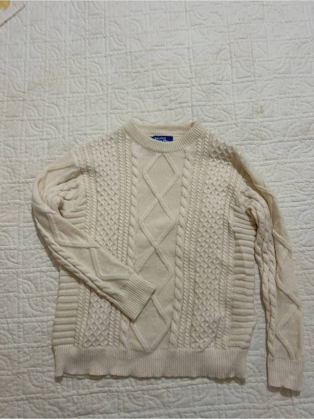 Aelfric Eden Cream Cable Knit Crewneck Sweater